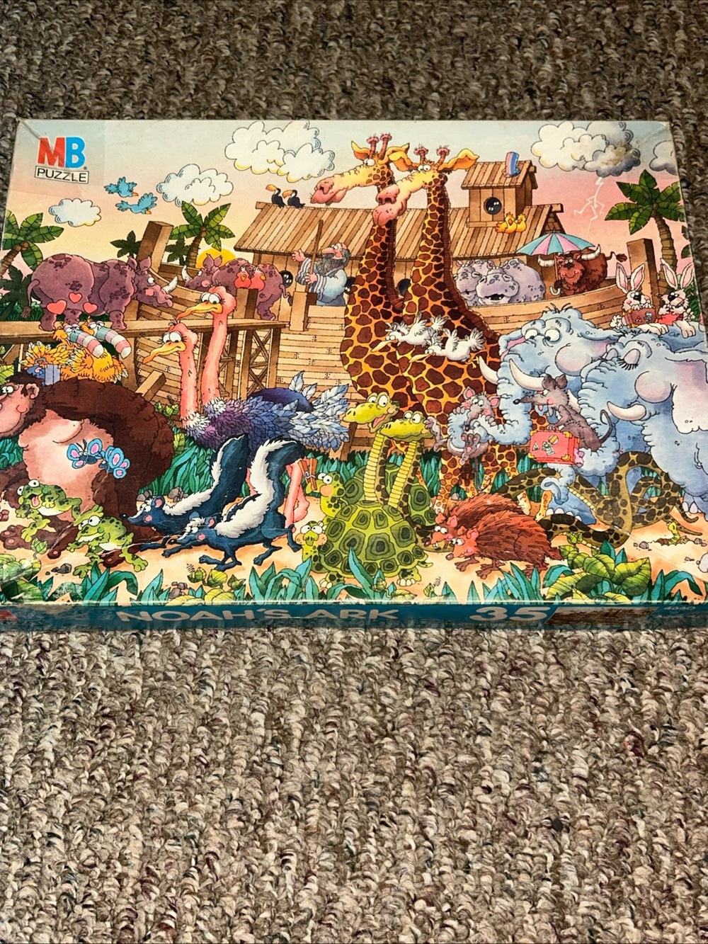 Milton Bradley Noah's Ark 35 Piece 1986 Vintage Floor Puzzle 22"x 17" *Complete*